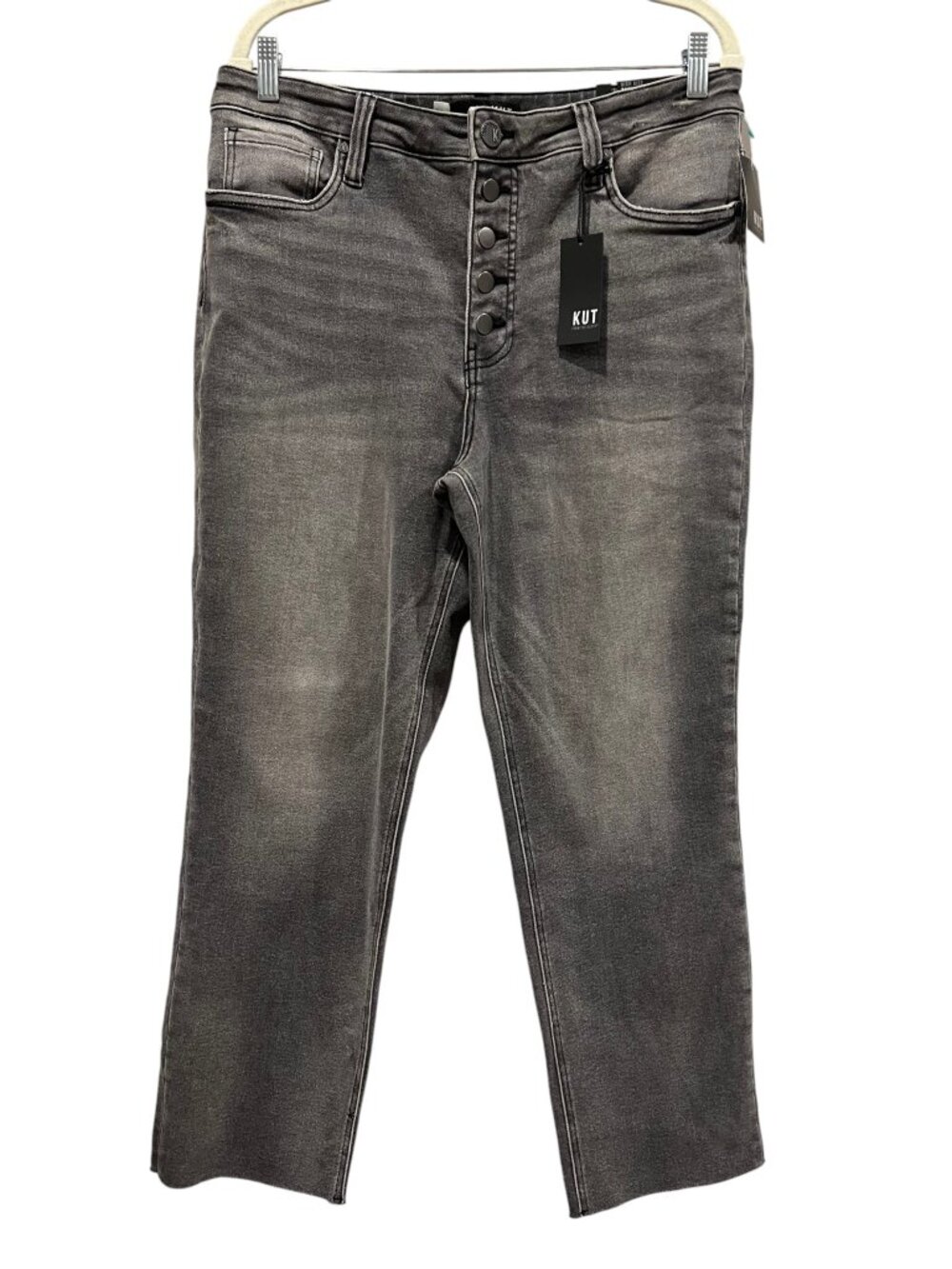 KUT High Rise Mom Jean, NWT, Gray, 14